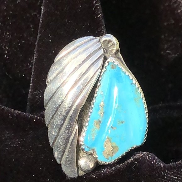 Vintage 8.5 Sleeping Beauty Turquoise Sterling Silver Ring by Bernadette Eustace - Picture 2 of 12